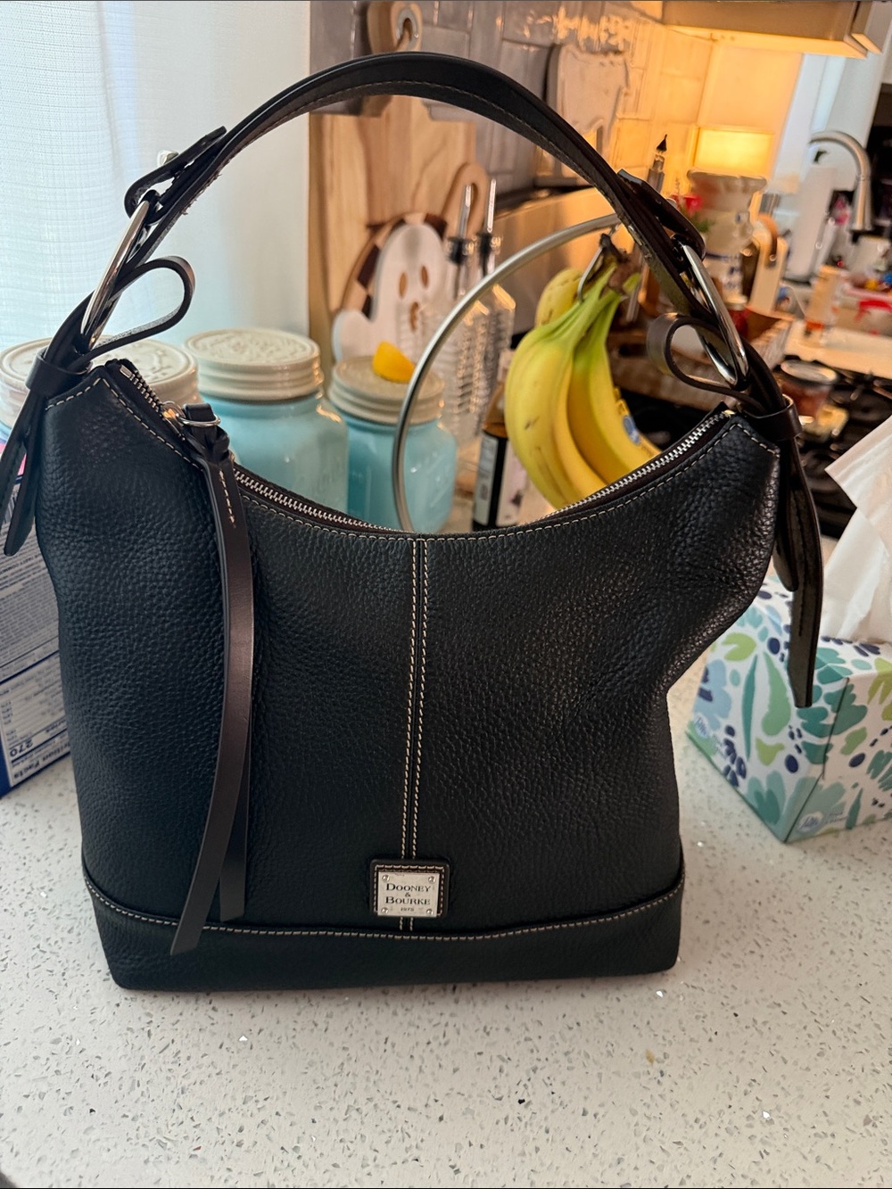 Dooney & Bourke Black Pebbled Leather Shoulder Bag